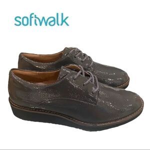 NEW Softwalk Women's Willis Dark Grey Patent Leather Shoes Oxfords 6 6N